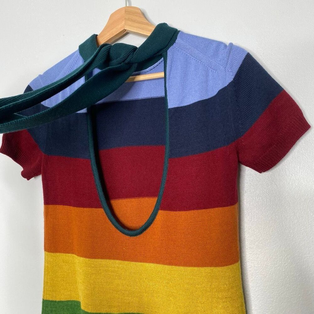 STAUD Fox Striped Merino Wool-Blend Maxi Dress XS - Picture 7 of 9
